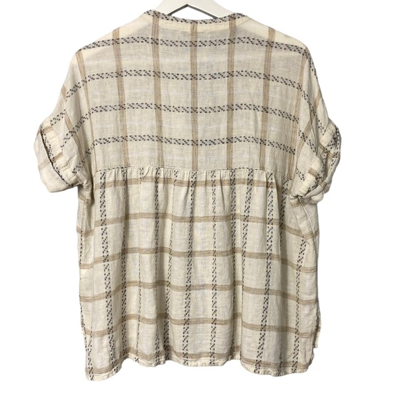 Madewell Lakeline Popover in Windowpane Jacquard Cream Short Sleeve Shirt S - Picture 10 of 13